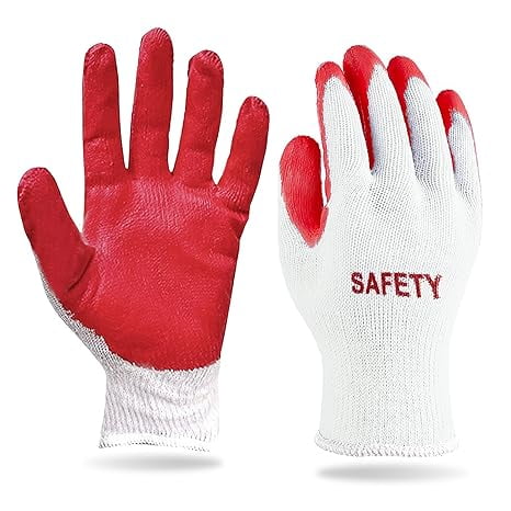 300 Pairs Medium Red Safety Gloves for Men/Women, Non Slip Black Latex Palm Work Gloves, Heavy Duty Cotton Garden Yard Gloves 300 Pairs Medium Red Safety Gloves for Men/Women, Non Slip Black Latex Palm Work Gloves, Heavy Duty Cotton Garden Yard Gloves
