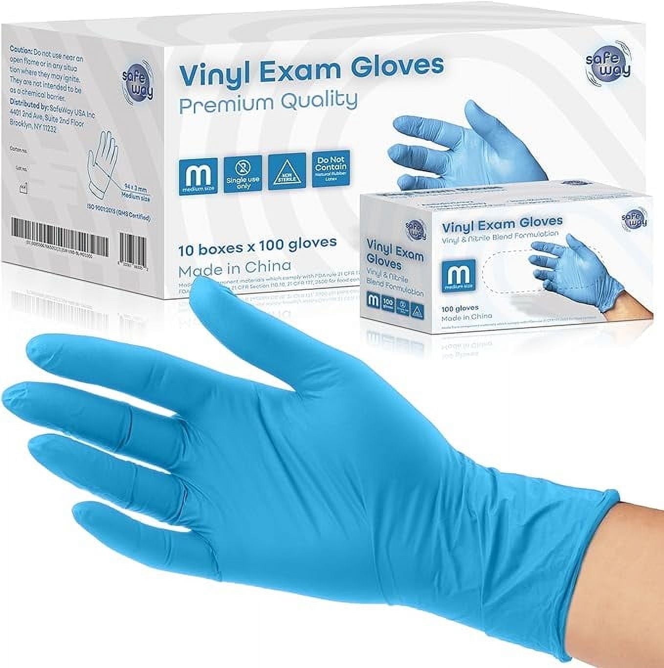 SAFEWAY USA Vinyl Disposable Gloves, Powder-Free and Non-Latex for Sensitive Skin, Multi-Purpose Ambidextrous Gloves for Hospital, House Chores, Esthetician, Nail Tech and More. — (1000 pcs, Medium)