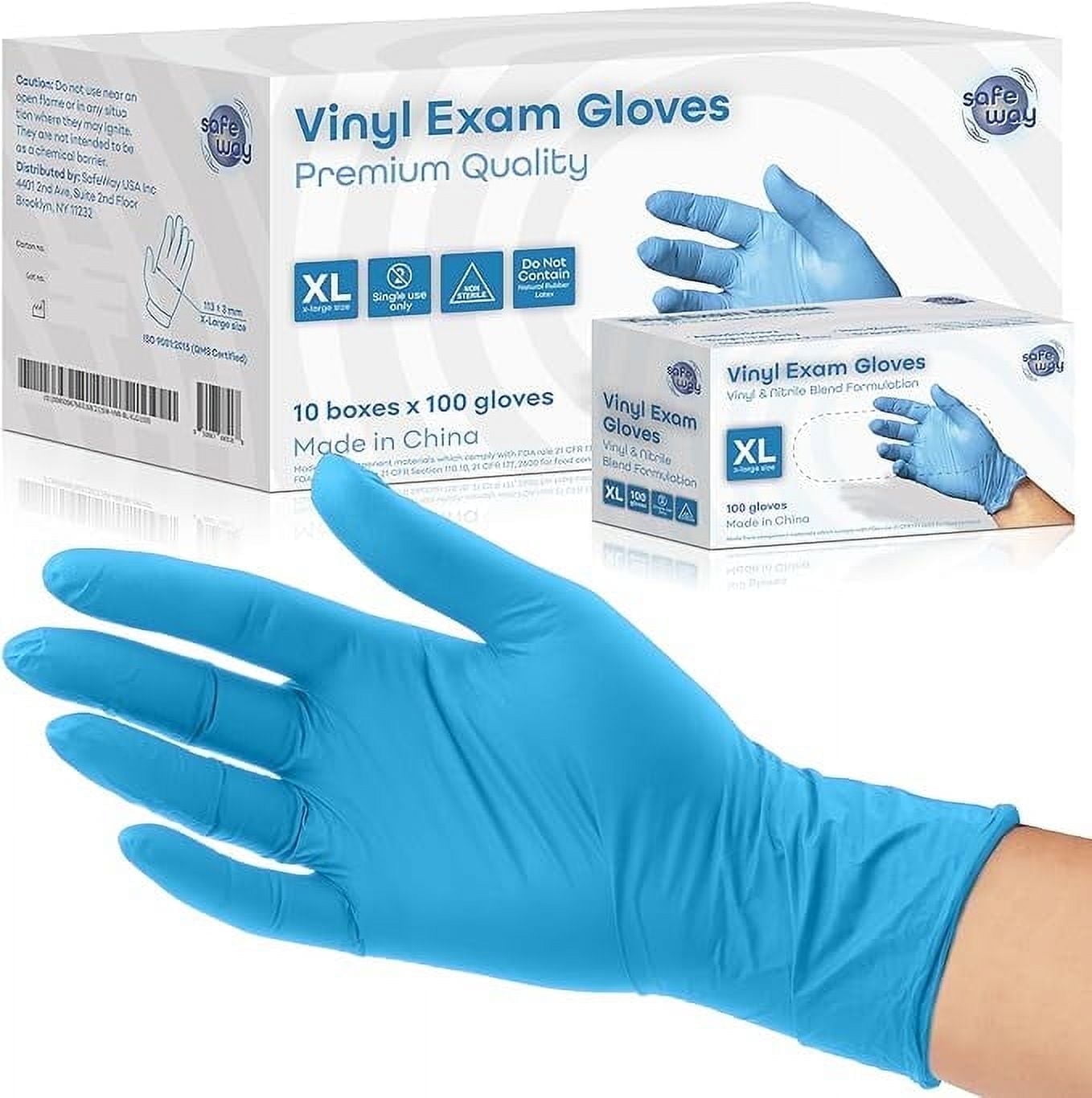 SAFEWAY USA Vinyl Disposable Gloves, Powder-Free and Non-Latex for Sensitive Skin, Multi-Purpose Ambidextrous Gloves for Hospital, House Chores, Esthetician, Nail Tech and More. — (1000 pcs, X-Large)