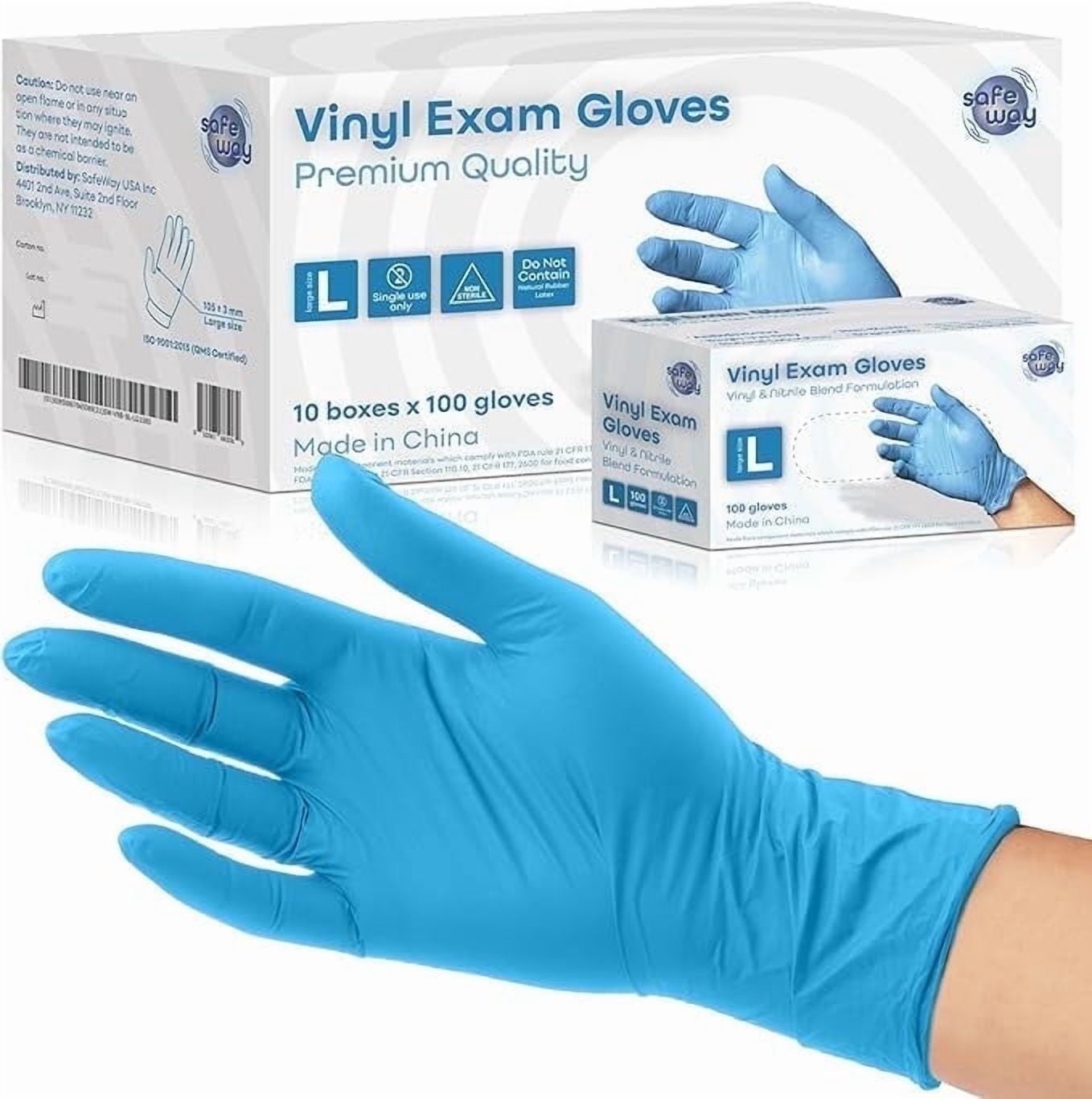 SAFEWAY USA Vinyl Disposable Gloves, Powder-Free and Non-Latex for Sensitive Skin, Multi-Purpose Ambidextrous Gloves for Hospital, House Chores, Esthetician, Nail Tech and More. —(3000 count, Large)