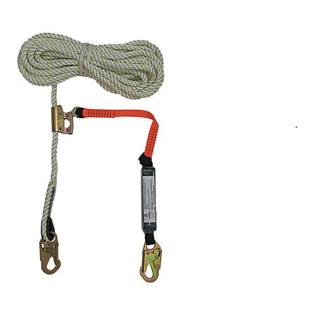 SAFEWAZE FS700-50GA-3E Rope Lifelin,50 ft.,Rope Grb,3 ft. Lnyrd