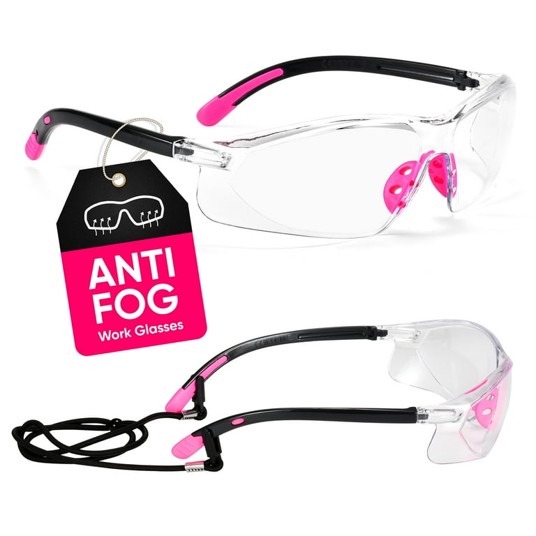 SAFEYEAR Women Safety Glasses, Anti Fog Lens, Adjustable Straps