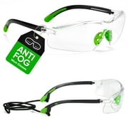 SAFEYEAR Women Safety Glasses Anti Fog Lens,HD Clear Scratch Resistant Work Glasses with Adjustable Straps for Lady, No-Slip Grips,VU Protection for DIY, Lab,Welding,Chemistry(Green)