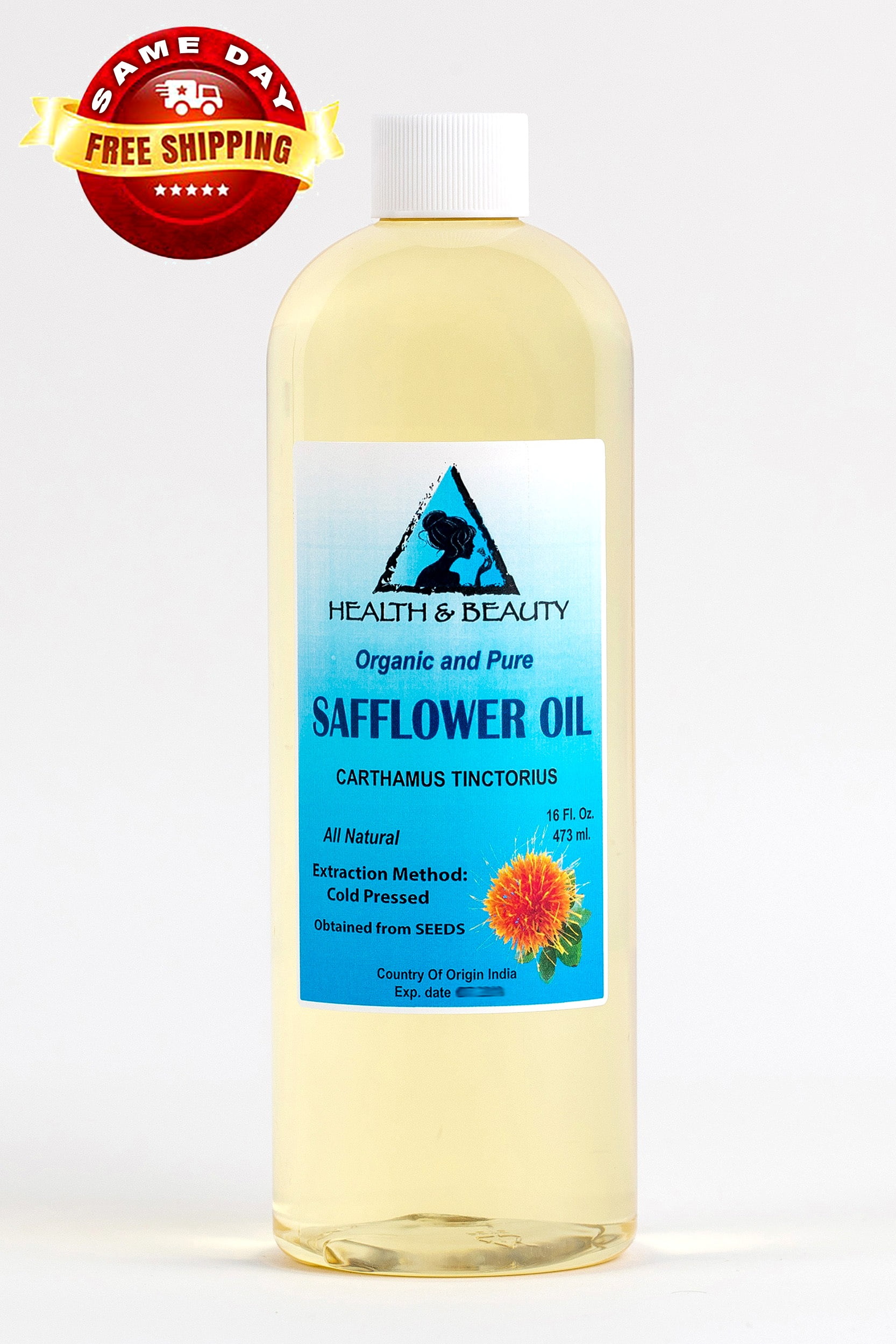 Organic High Oleic Safflower Oil, Cold Pressed, 100 Pure, 16 Oz for