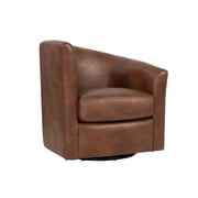 SAFFRON Grafton Soraya 360 Swivel Accent Chair Faux Leather Caramel Brown Faux Leather