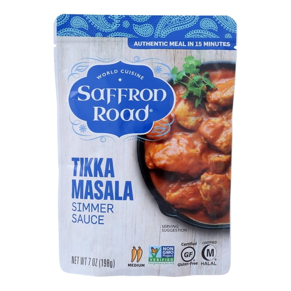 SAFFRON ROAD - Authentic Tikka Masala Simmer Sauce - 7 OZ, Case of 8