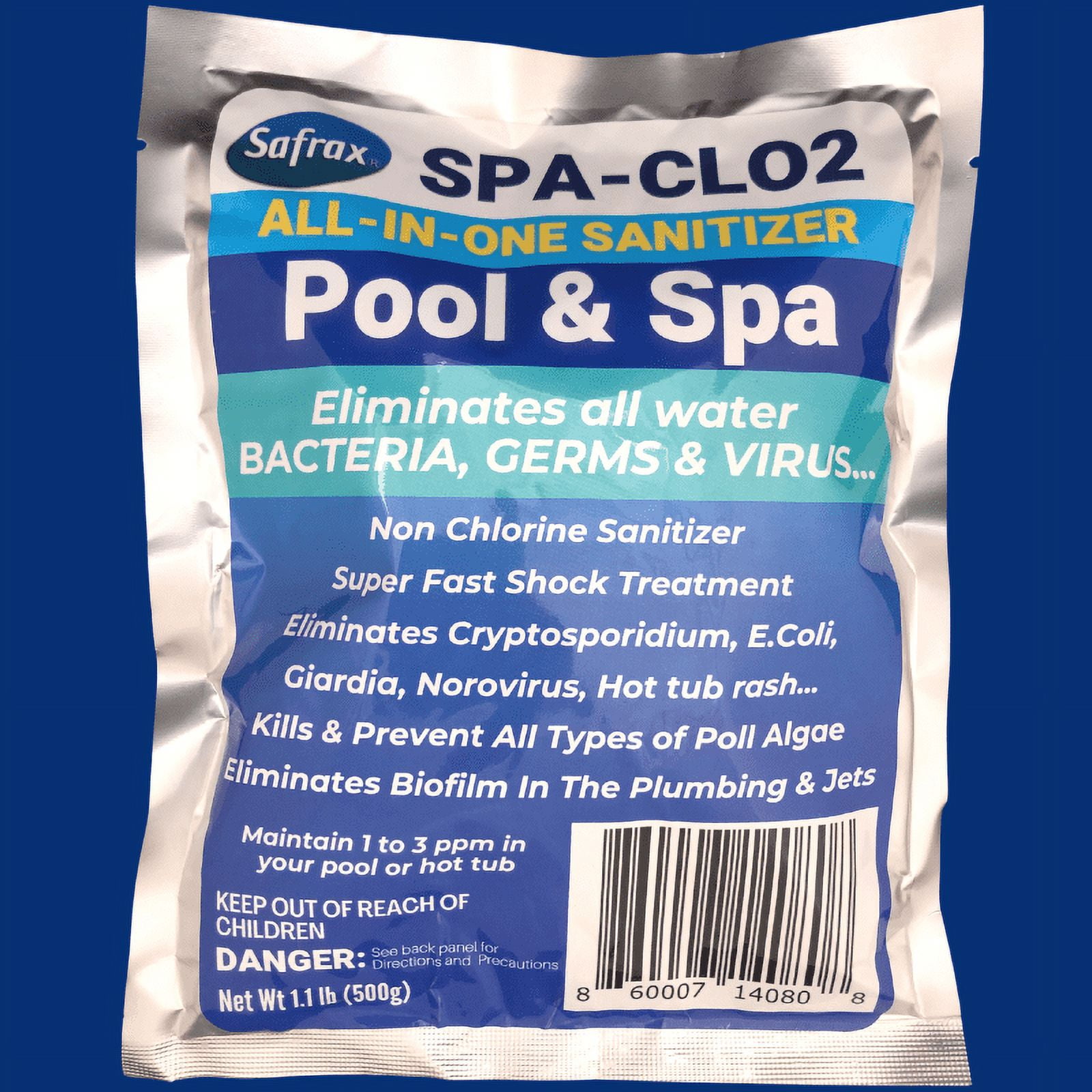SAFRAX Chlorine Dioxide CLO2 Tablets for SPA, Hot Tubs, Jacuzzi, and Swimming Pools 500 grams
