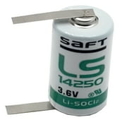 SAFT LS14250 1/2AA 3.6V 1200mAh Lithium Battery Tabs Logic Control RAM ADT Alarm