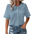 thumbnail image 1 of SAFUNY Women's Button Down Shirt Button Closure Short Sleeve Casual High Quality Material For Lasting Wear Navy S, 1 of 6