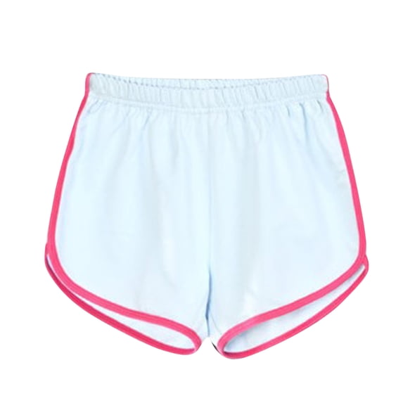 SAFUNY Women's Contrast Piping Athletic Shorts Elastic Waist Pocketed Running Workout Bottoms Light Blue S