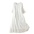 thumbnail image 1 of SAFUNY Women's Crewneck Sleeveless Lace Maxi Dress Pullover Flowy Romantic Wedding Guest Formal Dinner Dress White M, 1 of 8