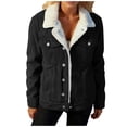 thumbnail image 1 of SAFUNY Women’s Faux Fur Lined Zip Up Denim Jacket Soft Texture Stylish Design for Casual Dates City Strolls Cool Weather Black S, 1 of 7