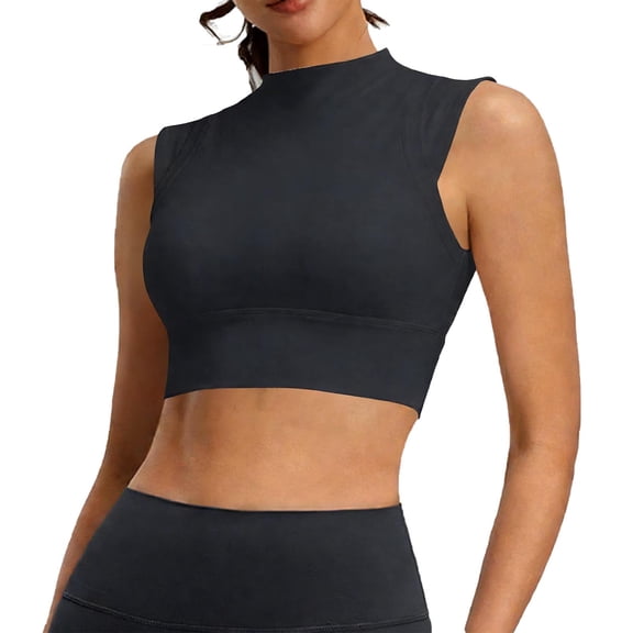 SAFUNY Women's High Neck Sleeveless Knit Top Form ting Tank Top for Office Casual and Everyday Style Dark Gray L