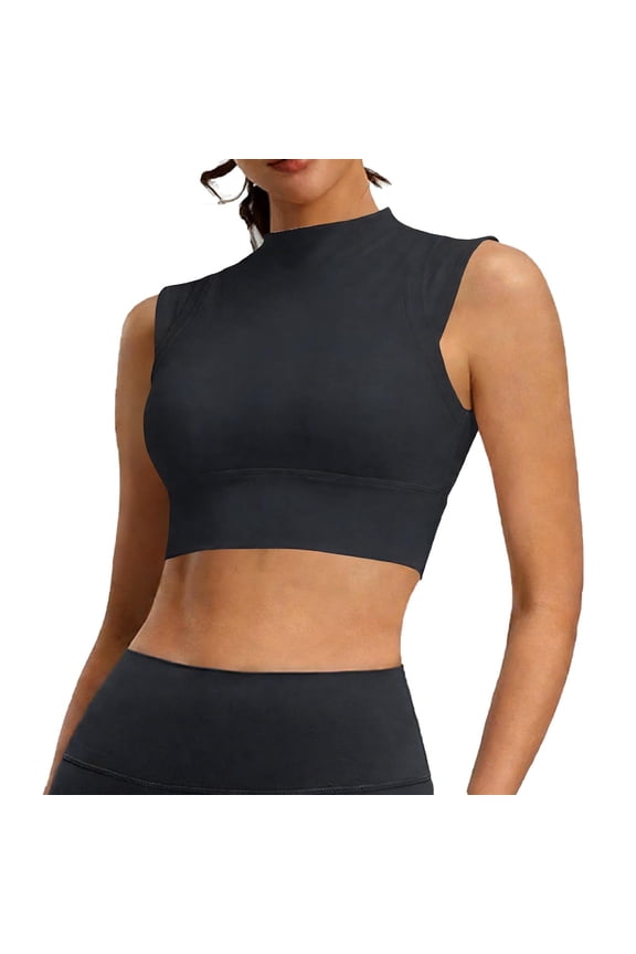 Women's High Neck Sleeveless Knit Top Form ting Tank Top for Office Casual and Everyday Style Dark Gray L
