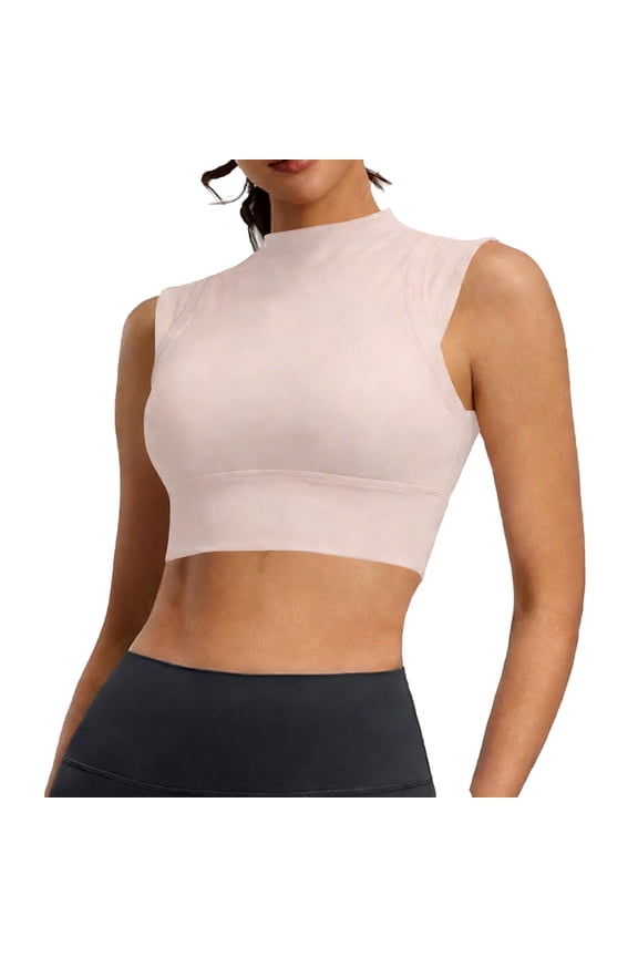 Women's High Neck Sleeveless Knit Top Form ting Tank Top for Office Casual and Everyday Style Pink L