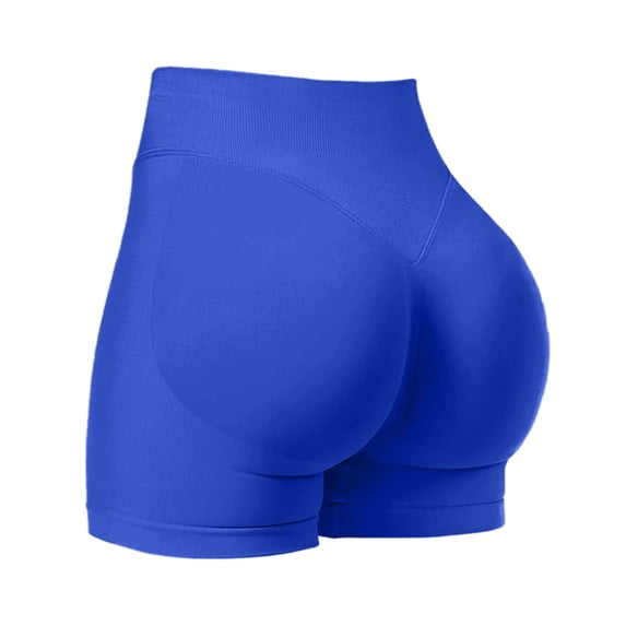 SAFUNY Women's High Waist Butt Lifting Biker Shorts Stretch Workout Bottoms Blue L