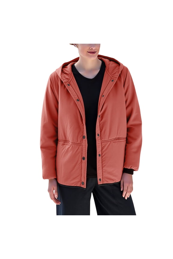 Women’s Hooded Cropped Jacket Multi Pocket Design Lightweight Durable for Outdoor Trips Daily Errands Spring Summer Red M