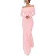 thumbnail image 1 of SAFUNY Women's Long Sleeve Floor-Length Dress Off-Shoulder Design Slim Fabric For Formal Occasions And Special Celebrations Pink L, 1 of 9