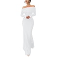thumbnail image 1 of SAFUNY Women's Long Sleeve Floor-Length Dress Off-Shoulder Design Slim Fabric For Formal Occasions And Special Celebrations White XXL, 1 of 6