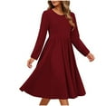 thumbnail image 1 of SAFUNY Women's Long Sleeve Maxi Dress Belted Waist Design A-Line Breathable Fabric For Daily Wear And Weekend Activities Wine XXL, 1 of 5