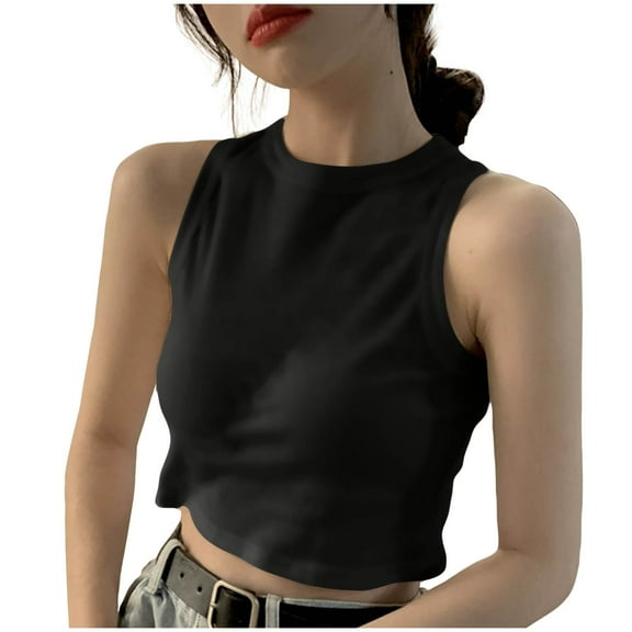 SAFUNY Women's Mock Neck Sleeveless Knit Top Form ting Tank Top for Office Casual and Everyday Style Black M