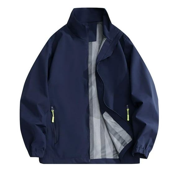 SAFUNY Women’s Oversized Stand Collar Jacket Multi Pocket Detail Lightweight for Hiking Errands Spring Summer Navy M