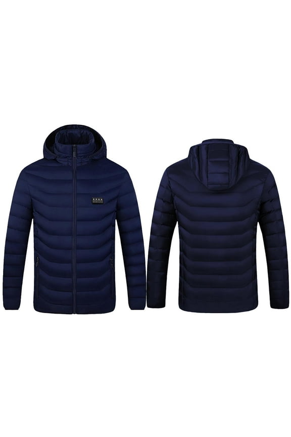 Women’s Quilted Puffer Parka Mid Length Construction Detachable Hood Windproof Waterproof for Winter Outdoor Hiking Travel Blue XXL