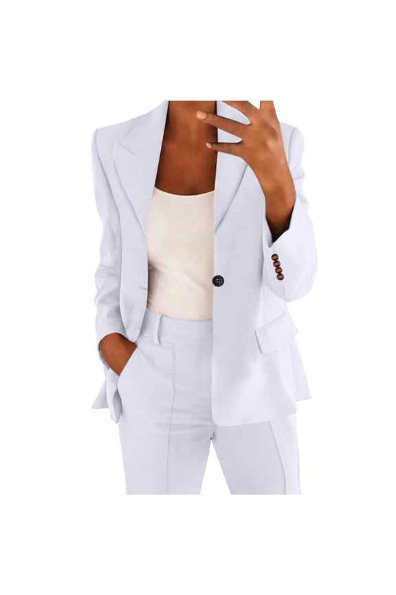 Women’s Tailored Blazer Suit Coat Structured Lapel Detail Wrinkle Resistant Elegant for Office Meetings Formal Events All Seasons (No Pants) White XXL