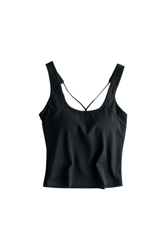 Women's Thin Strap Square Neck Sleeveless Blouse Casual Tank Top for Everyday Wear and Shopping Errands Black L