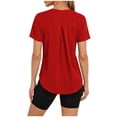 thumbnail image 1 of SAFUNY Women's Top Figure Flattering Stretchy Material Crew Neck Short Sleeve Easy To Pair With Jeans Skirts And Shorts Red M, 1 of 9