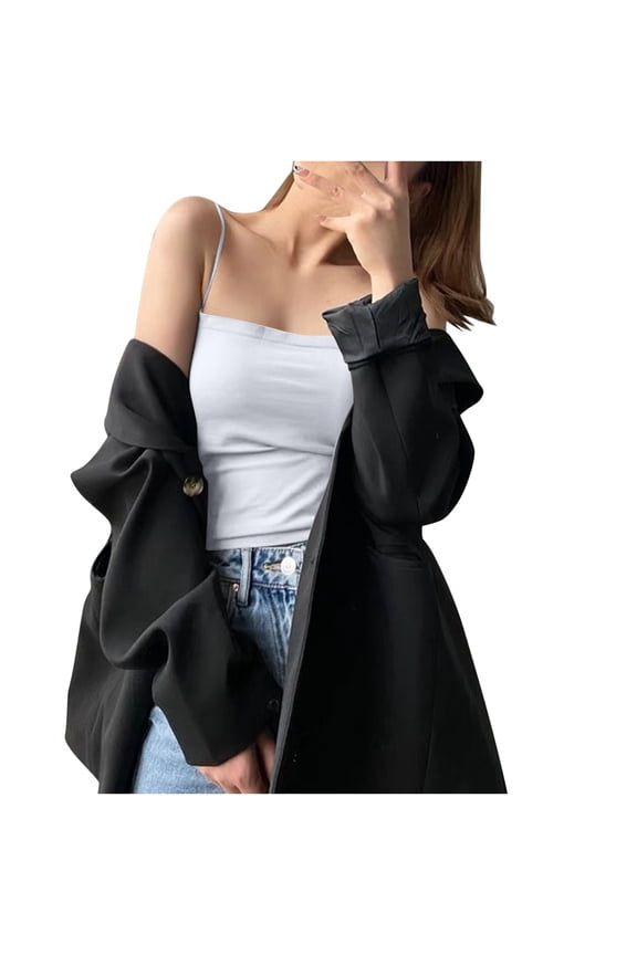 Women's Twofer Style Sleeveless Top Trendy Tank Top for Style and Party Outings White Free Size