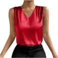 thumbnail image 1 of SAFUNY Women's V Neck Sleeveless Blouse with Lace Casual Tank Top for Summer Casual and Weekend Outings Red M, 1 of 9