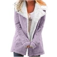 thumbnail image 1 of SAFUNY Women’s fuzzy lined collared jacket with soft texture warm stylish for casual dates daily wear winter Purple M, 1 of 2