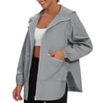 thumbnail image 1 of SAFUNY Women’s hooded drawstring cropped trench coat with lightweight fabric practical stylish for daily commutes casual outings spring Gray M, 1 of 2