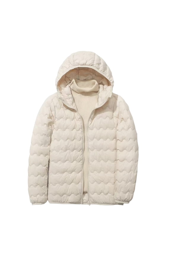 Women’s hooded lightweight quilted cropped jacket with soft lining warm practical for daily outings spring autumn White XL