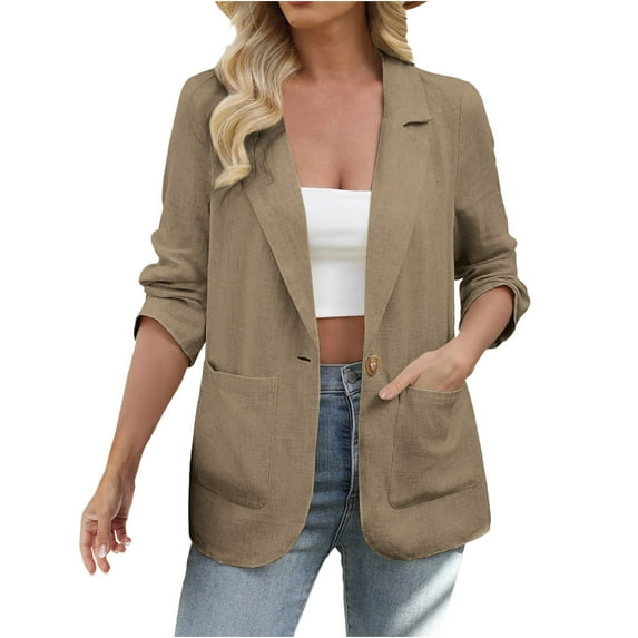 SAFUNY Women’s long open front blazer with relaxed fit elegant practical for layering formal events cool weather Coffee S