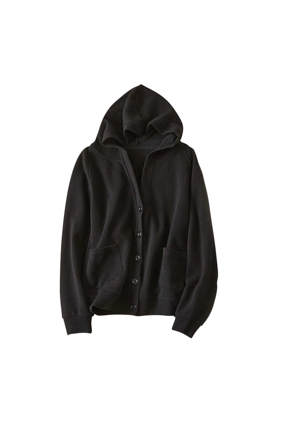 Women’s oversized hooded fleece zip jacket soft texture comfortable for loungewear weekend trips cold climates Black L