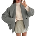 thumbnail image 1 of SAFUNY Women’s stand collar cropped casual jacket with loose comfortable trendy for streetwear daily commutes autumn Gray XXL, 1 of 1