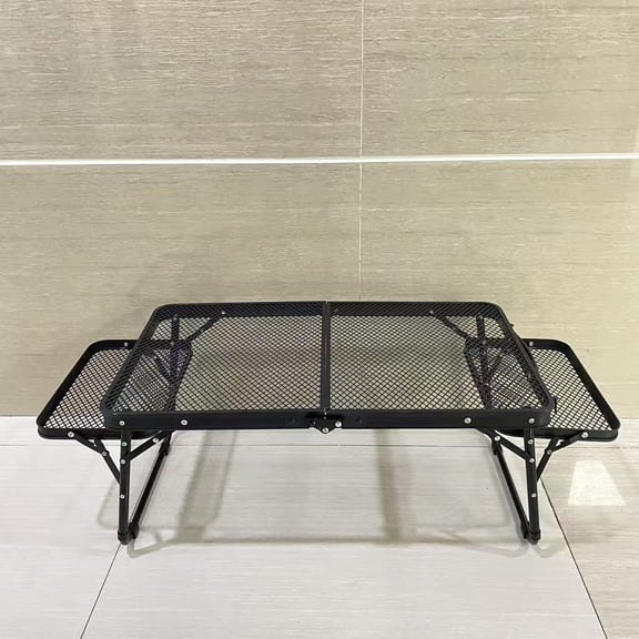 SAFYESunny Folding tables,Folding Table with 2 Wing Panels, 3x2 FT Camping Table with Mesh Desktop,Height Adjustable Folding Grill Table with Mesh Bag (Black)