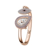 SAGA Angels Eye Womens Luxury Cuff Bracelet Watch, Swiss Ronda Quartz Movement, Teardrop-Shaped Dial, 30M Water Resistant, 316L Stainless Steel Bracelet with 129 Danube Crystals
