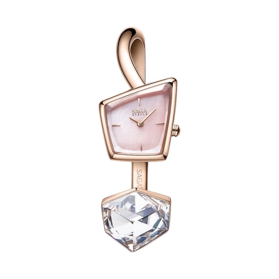 Watches for Women SAGA Illusion Ladies Crystal Bracelet Watch, Quartz, Pink Blue Dial, Crystal Bezel, Silver Tone, Gift for Women