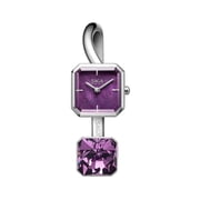 Watches for Women SAGA Light of Venice Swiss Ronda Quartz Bracelet Watch, Purple Dial, Square Case, Stainless Steel, Silver Tone, Gift for Women