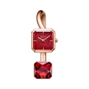 Watches for Women SAGA Light of Venice Swiss Ronda Quartz Bracelet Watch, Red Dial, Square Case, Stainless Steel, Silver Tone, Gift for Women