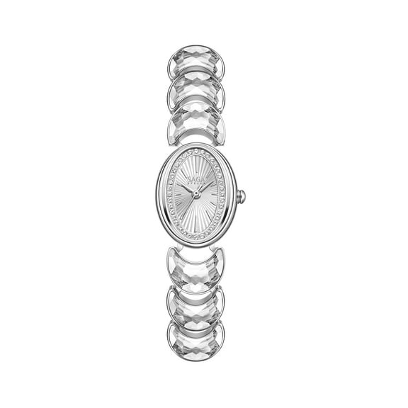 SAGA Luna Women's Watch with Moon-Shaped Bracelet and Danube Crystals - Elegant Timepiece Featuring Swiss Movement, Adjustable Strap, and Water Resistance