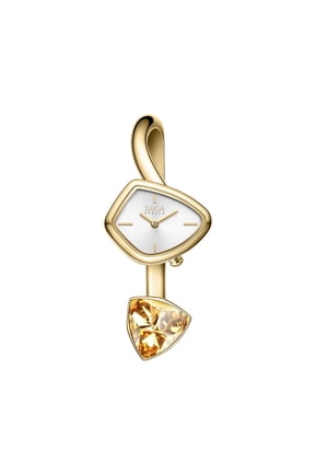 Watches for Women SAGA Phantom Lady Luxury Bracelet Watch, Quartz, White Dial, Crystal Accents, Gold Tone, Triangular Case, Gift for Women