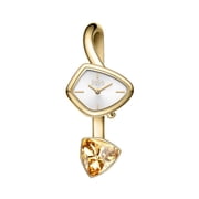 Watches for Women SAGA Phantom Lady Luxury Bracelet Watch, Quartz, White Dial, Crystal Accents, Gold Tone, Triangular Case, Gift for Women