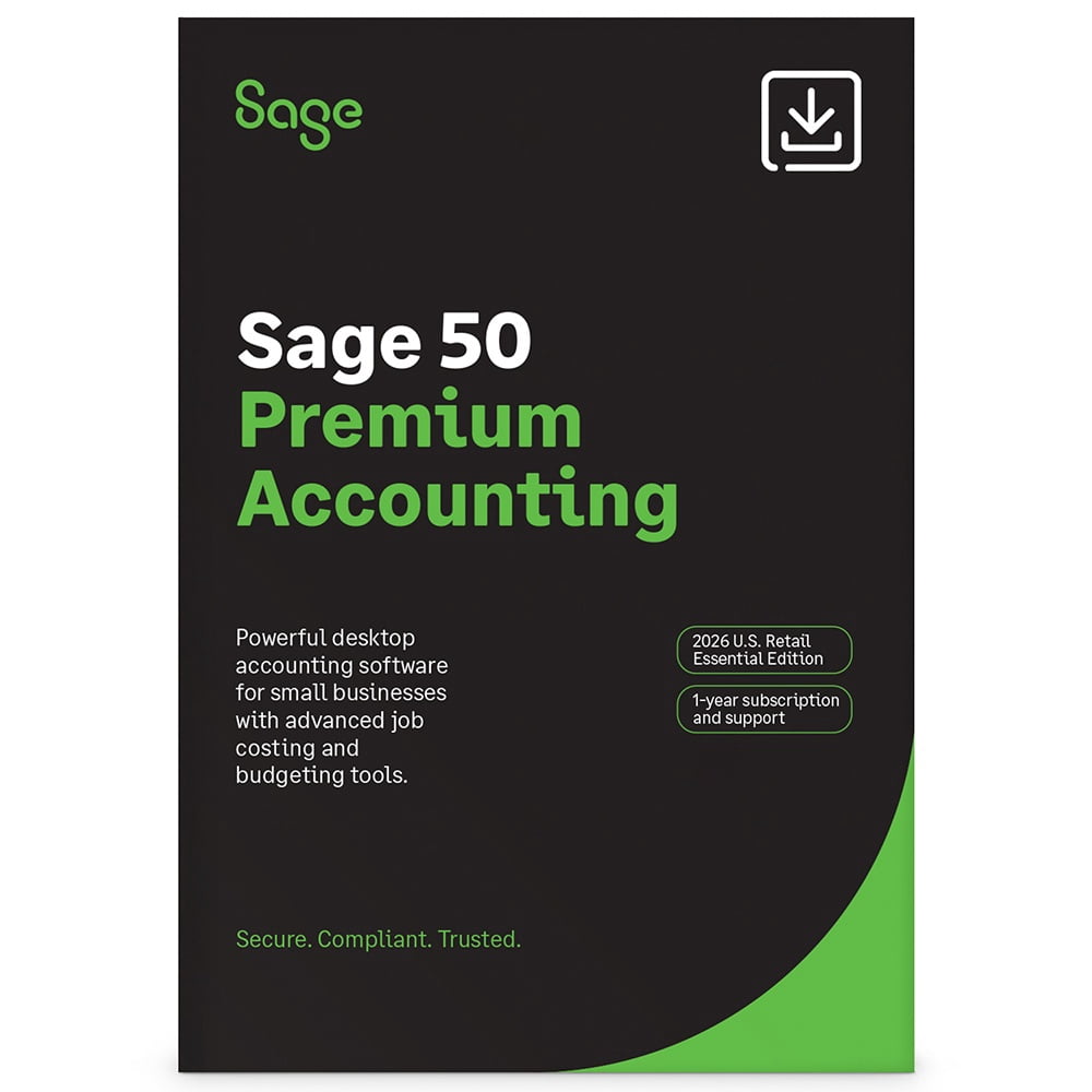 Sage 50 Premium Accounting 2026, U.S. Retail Essential Edition, 1-Year Subscription (Digital Download)