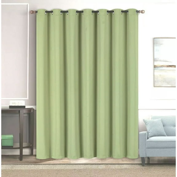 SAGE GREEN K100 Room Darkening Blackout Curtains/Drapes  Panel Thermal Insulated Divider Room, Sliding Door Patio Extra Wide 1Panel 100" X 84"