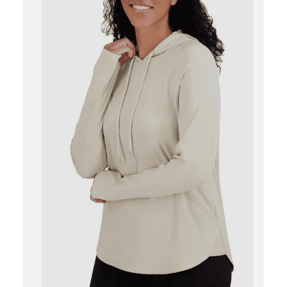 SAGE Women's Lightweight Hoodie, Long Sleeve, Tan, Medium