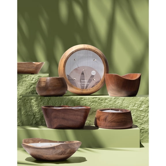 Sagebrook Home Modern Indoor Wooden Bowl Candle Wax Blend for Tranquil Homes